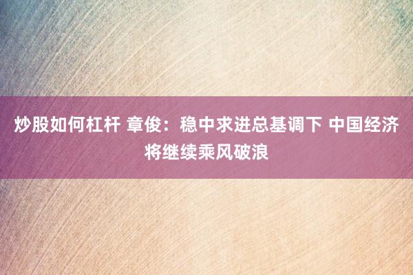 炒股如何杠杆 章俊：稳中求进总基调下 中国经济将继续乘风破浪