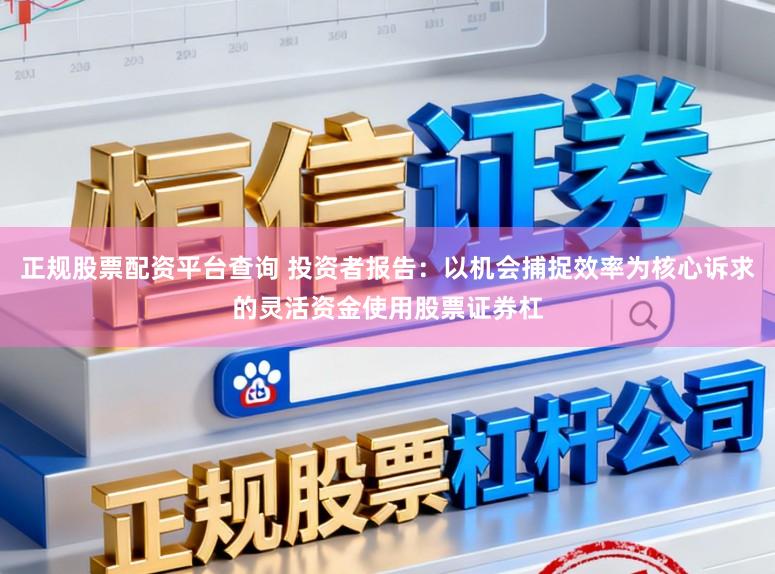 正规股票配资平台查询 投资者报告：以机会捕捉效率为核心诉求的灵活资金使用股票证券杠